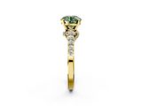 Yellow gold Fancy Green Round  Solitaire Diamond Ring with Pavé Band and Four-Prong Setting_169