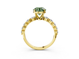 Yellow gold Fancy Green Round  Solitaire Diamond Ring with Pave Band and Four-Prong Setting_188