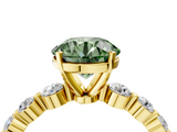 Yellow gold Fancy Green Round  Solitaire Diamond Ring with Pave Band and Four-Prong Setting_189