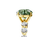 Yellow gold Fancy Green Round  Solitaire Diamond Ring with Pave Band and Four-Prong Setting_190