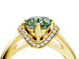 Yellow gold Fancy Green Round  Solitaire Diamond Ring with Pave Band and Six-Prong Setting_35