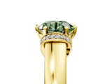 Yellow gold Fancy Green Round  Solitaire Diamond Ring with Pave Band and Six-Prong Setting_36