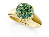 Yellow gold Fancy Green Round  Solitaire Diamond Ring with Six-Prong Cathedral Setting_33
