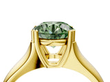Yellow gold Fancy Green Round  Solitaire Diamond Ring with Six-Prong Cathedral Setting_36