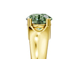 Yellow gold Fancy Green Round  Solitaire Diamond Ring with Six-Prong Cathedral Setting_37