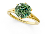Yellow gold Fancy Green Round  Solitaire Diamond Ring with Six-Prong Setting and Tapered Band_18