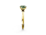 Yellow gold Fancy Green Round  Solitaire Diamond Ring with Six-Prong Setting on a Classic Band 2