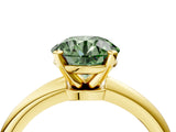 Yellow gold Fancy Green Round  Solitaire Diamond Ring with Six-Prong Setting on a Classic Band 4