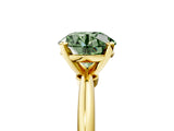 Yellow gold Fancy Green Round  Solitaire Diamond Ring with Six-Prong Setting on a Classic Band 5