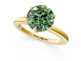 Yellow gold Fancy Green Round  Solitaire Diamond Ring with Six-Prong Setting on a Classic Band_4