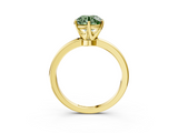 Yellow gold Fancy Green Round  Solitaire Diamond Ring with Six-Prong Setting on a Classic Band_6