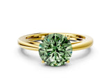 Yellow gold Fancy Green Round  Solitaire Diamond Ring with Split Shank and Four-Prong Setting_12