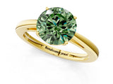 Yellow gold Fancy Green Round  Solitaire Diamond Ring with Split Shank and Four-Prong Setting_13