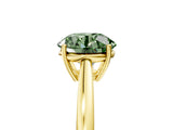 Yellow gold Fancy Green Round  Solitaire Diamond Ring with Split Shank and Four-Prong Setting_17