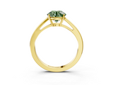 Yellow gold Fancy Green Round  Solitaire Diamond Ring with Split Shank and Four-Prong Setting_22