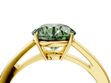 Yellow gold Fancy Green Round  Solitaire Diamond Ring with Split Shank and Four-Prong Setting_23