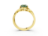 Yellow gold Fancy Green Round  Solitaire Diamond Ring with Split Shank and Prong Setting_67