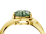 Yellow gold Fancy Green Round  Solitaire Diamond Ring with Split Shank and Prong Setting_68