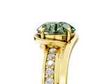 Yellow gold Fancy Green Round  Solitaire Diamond Ring with Split Shank and Prong Setting_69
