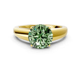 Yellow gold Fancy Green Round  Solitaire Diamond Ring with Tapered Band and Four-Prong Setting_49