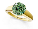Yellow gold Fancy Green Round  Solitaire Diamond Ring with Tapered Band and Four-Prong Setting_50