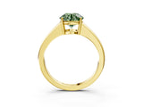 Yellow gold Fancy Green Round  Solitaire Diamond Ring with Tapered Band and Four-Prong Setting_52