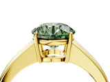 Yellow gold Fancy Green Round  Solitaire Diamond Ring with Tapered Band and Four-Prong Setting_53