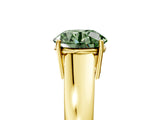 Yellow gold Fancy Green Round  Solitaire Diamond Ring with Tapered Band and Four-Prong Setting_54
