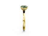 Yellow gold Fancy Green Round  Solitaire Diamond Ring with Thin Band and Four-Prong Setting_5
