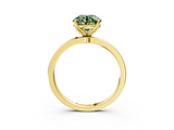 Yellow gold Fancy Green Round  Solitaire Diamond Ring with Thin Band and Four-Prong Setting_6