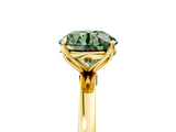Yellow gold Fancy Green Round  Solitaire Diamond Ring with Thin Band and Four-Prong Setting_8