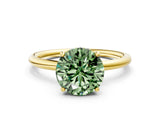 Yellow gold Fancy Green Round  Solitaire Diamond Ring with a Classic Band and Four-Prong Setting 1