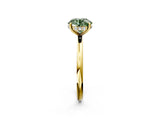 Yellow gold Fancy Green Round  Solitaire Diamond Ring with a Classic Band and Four-Prong Setting 3