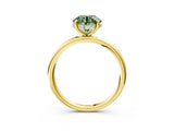 Yellow gold Fancy Green Round  Solitaire Diamond Ring with a Classic Band and Four-Prong Setting 4