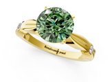 Yellow gold Fancy Green Round  Solitaire Diamond Twisted Band with Four-Prong Setting_60