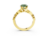 Yellow gold Fancy Green Round  Solitaire Diamond Twisted Band with Four-Prong Setting_62