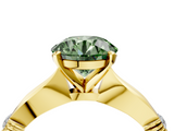 Yellow gold Fancy Green Round  Solitaire Diamond Twisted Band with Four-Prong Setting_63