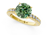 Yellow gold Fancy Green Round  Solitaire Diamond with Pavé Band and Four-Prong Setting_64