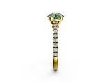 Yellow gold Fancy Green Round  Solitaire Diamond with Pavé Band and Four-Prong Setting_65