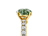 Yellow gold Fancy Green Round  Solitaire Diamond with Pavé Band and Four-Prong Setting_68