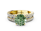 Yellow gold Fancy Green Round  Solitaire Diamond with Pave and Channel Set Band_41