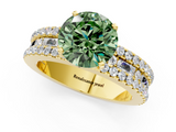 Yellow gold Fancy Green Round  Solitaire Diamond with Pave and Channel Set Band_42