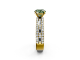 Yellow gold Fancy Green Round  Solitaire Diamond with Pave and Channel Set Band_43