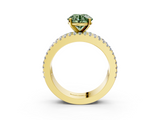 Yellow gold Fancy Green Round  Solitaire Diamond with Pave and Channel Set Band_44