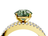 Yellow gold Fancy Green Round  Solitaire Diamond with Pave and Channel Set Band_45
