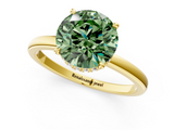 Yellow gold Fancy Green Round  Solitaire Engagement Ring with Cathedral Band and Four-Prong Setting_22