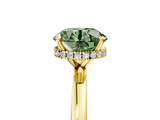 Yellow gold Fancy Green Round  Solitaire Engagement Ring with Cathedral Band and Four-Prong Setting_26