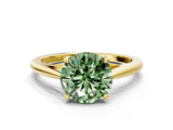 Yellow gold Fancy Green Round  Solitaire Engagement Ring with Four-Prong Setting and Classic Band 1