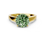 Yellow gold Fancy Green Round  Solitaire Engagement Ring with Four-Prong Setting and Tapered Band_3