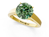 Yellow gold Fancy Green Round  Solitaire Engagement Ring with Four-Prong Setting and Tapered Band_4